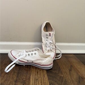 Converse Off-White Canvas Shoes with Red Trim